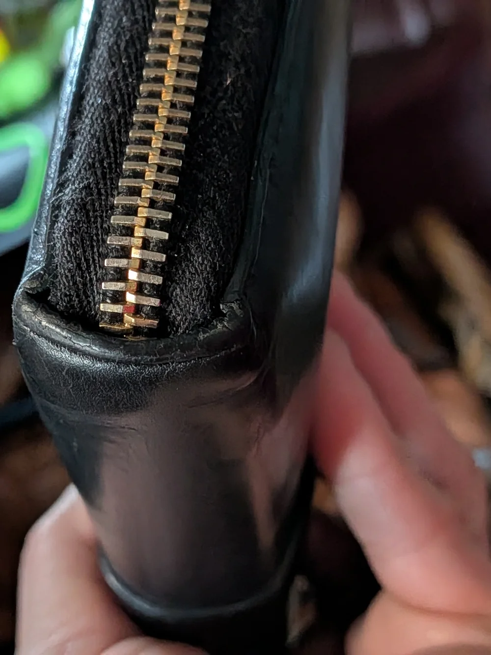 Yves Saint Laurent Black Leather Wallet with Gold Y Logo - Picture 9 of 13